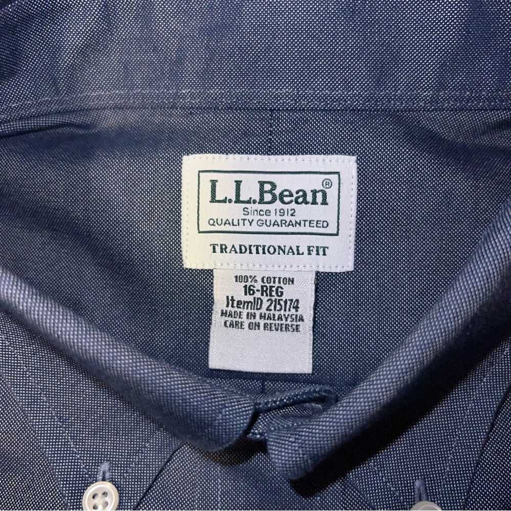 L.L. Bean Blue Casual Button Down Shirt Timeless Design - Picture 7 of 7